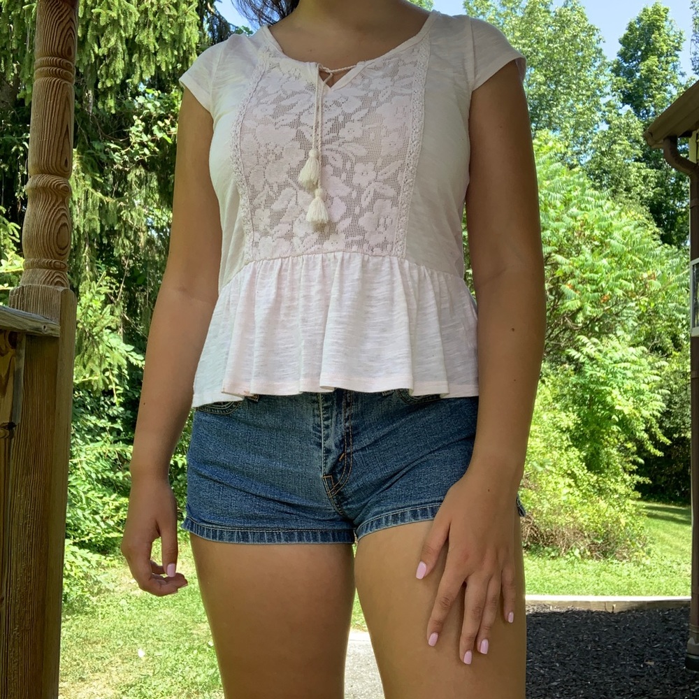 baby pink peplum top